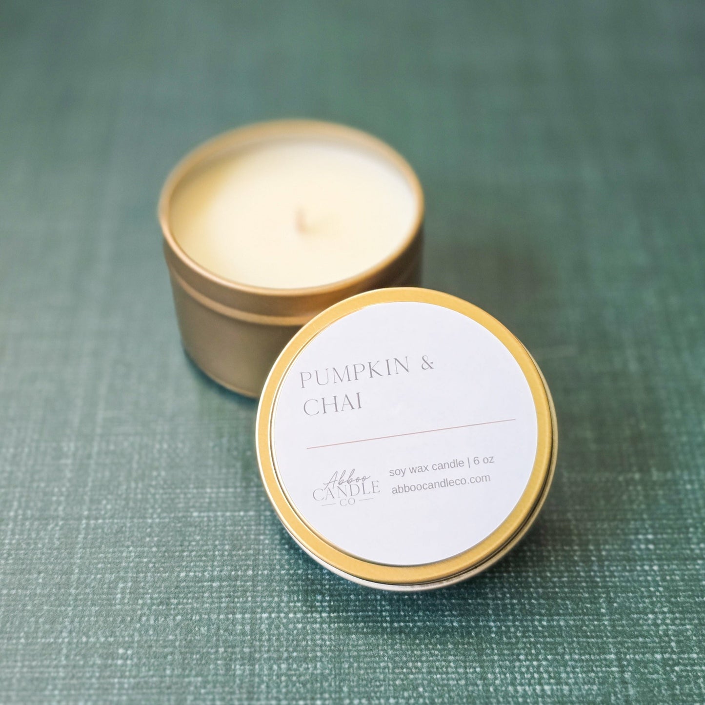 Pumpkin and Chai Gold Tin Candle - Abboo Candle Co® Wholesale