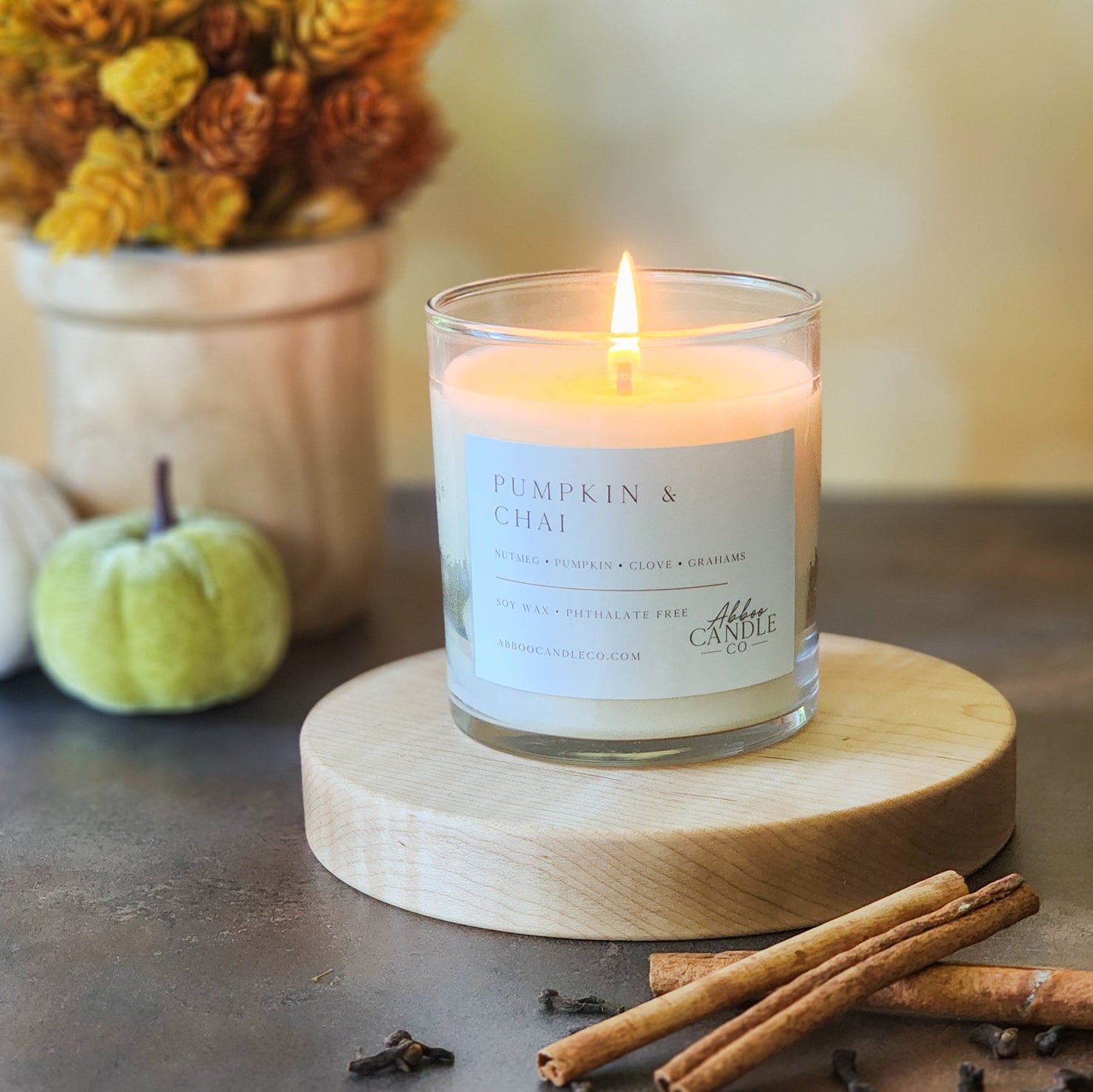 Pumpkin and Chai Tumbler Soy Candle - Abboo Candle Co® Wholesale