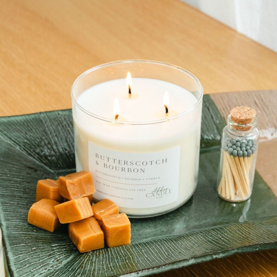 Butterscotch and Bourbon 3-Wick Soy Candle - Abboo Candle Co® Wholesale