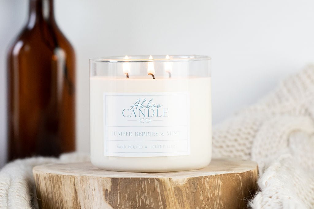 Juniper Berries and Mint 3-Wick Soy Candle - Abboo Candle Co® Wholesale