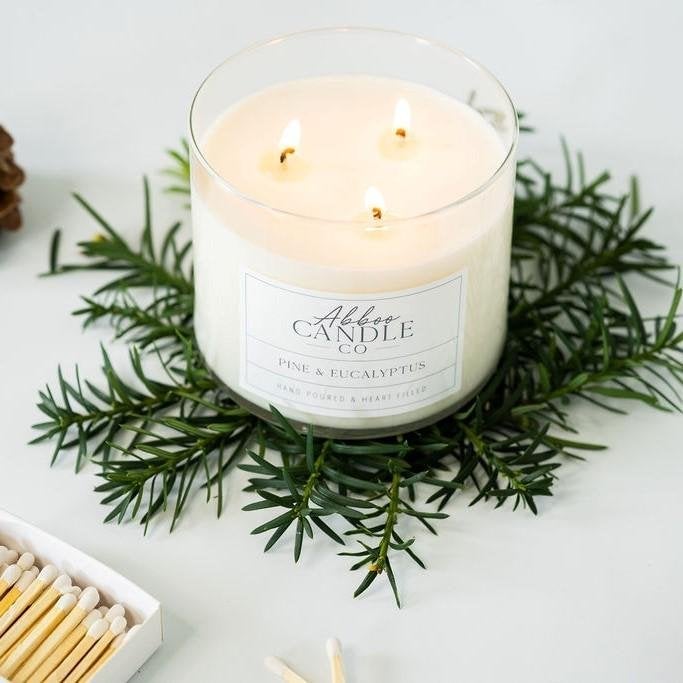 Pine and Eucalyptus 3-Wick Soy Candles - Case Pack of 3 - Abboo Candle Co® Wholesale