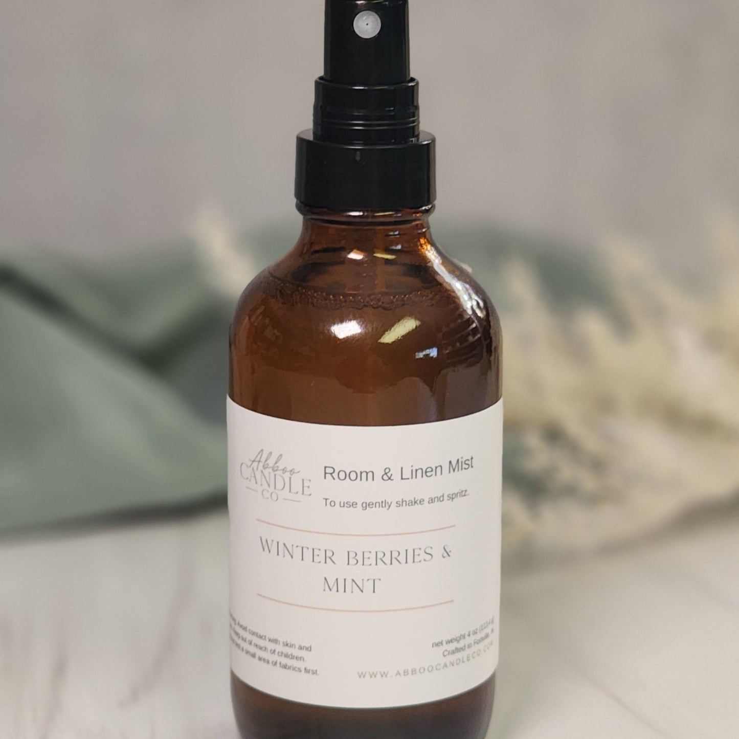 Room and Linen Mist Spray - Winter Berries and Mint - Abboo Candle Co® Wholesale