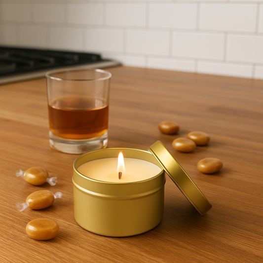 Butterscotch and Bourbon Gold Tin Candle