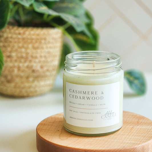 Cashmere and Cedarwood 9 oz Soy Candle with Twist Lid