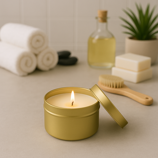 Ocean Air and Amber Gold Tin Candle