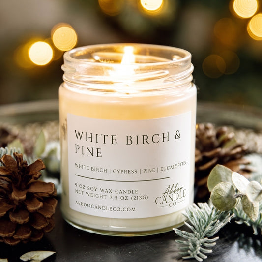 White Birch and Pine 9 oz Soy Candle with Twist Lid