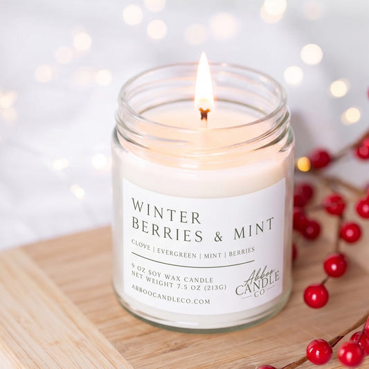 Winter Berries and Mint 9 oz Soy Candle with Twist Lid