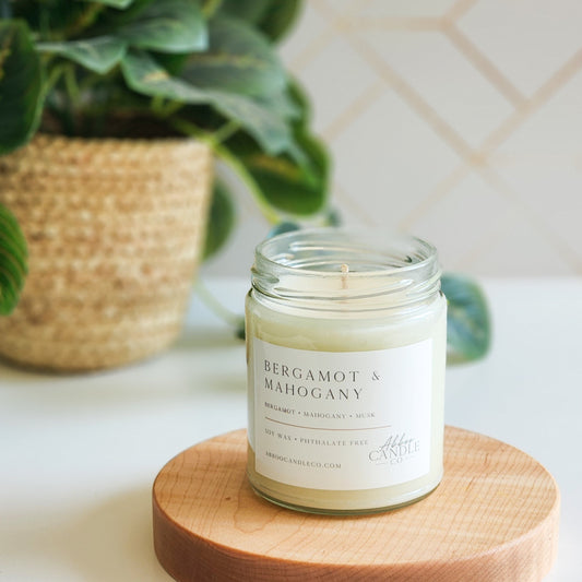 Bergamot and Mahogany 9 oz Soy Candle with Twist Lid - Abboo Candle Co® Wholesale