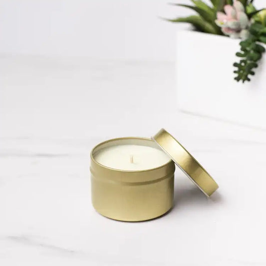 Spiced Pear and Honey 6 oz Gold Tin Soy Candle
