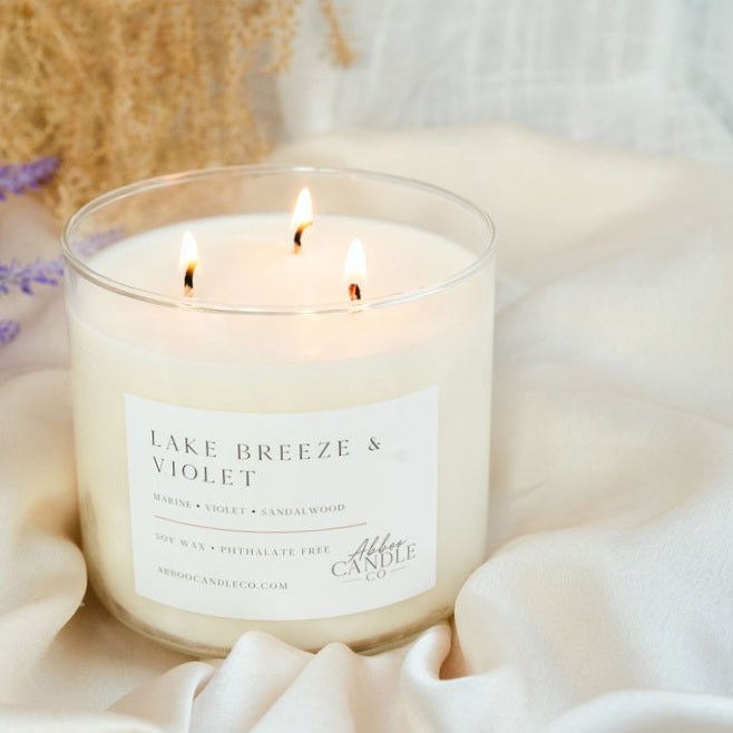 Lake Breeze and Violet 3-Wick Soy Candle - Abboo Candle Co® Wholesale