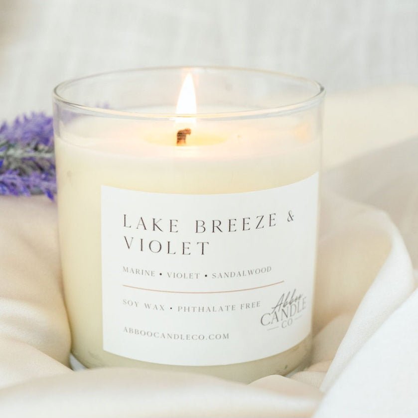 Lake Breeze and Violet Tumbler Soy Candle - Abboo Candle Co® Wholesale