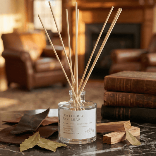 Leather and Bay Leaf Reed Diffuser - Abboo Candle Co® Wholesale