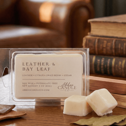Leather and Bay Leaf Soy Wax Melts - Abboo Candle Co® Wholesale