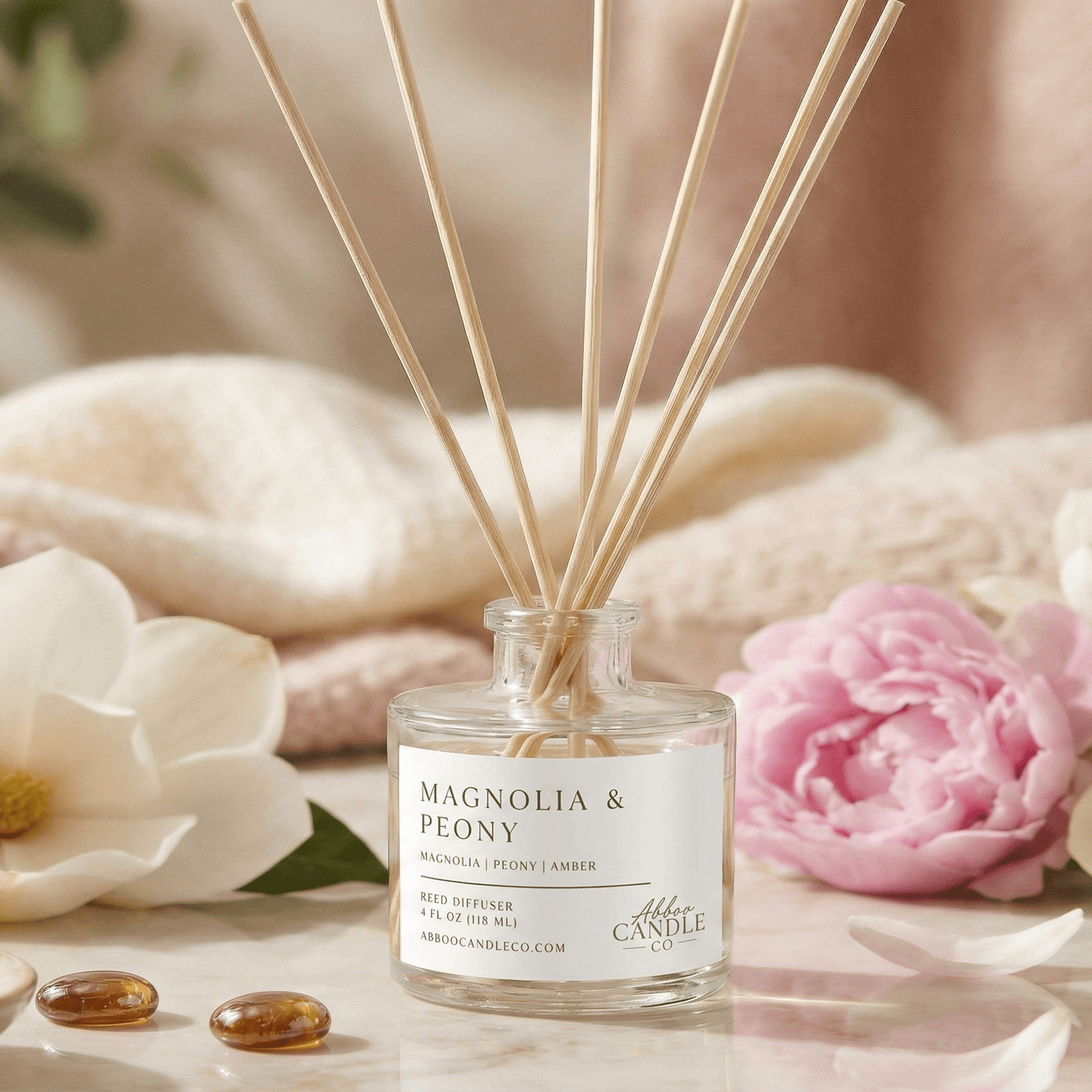 Magnolia and Peony Reed Diffuser - Abboo Candle Co® Wholesale