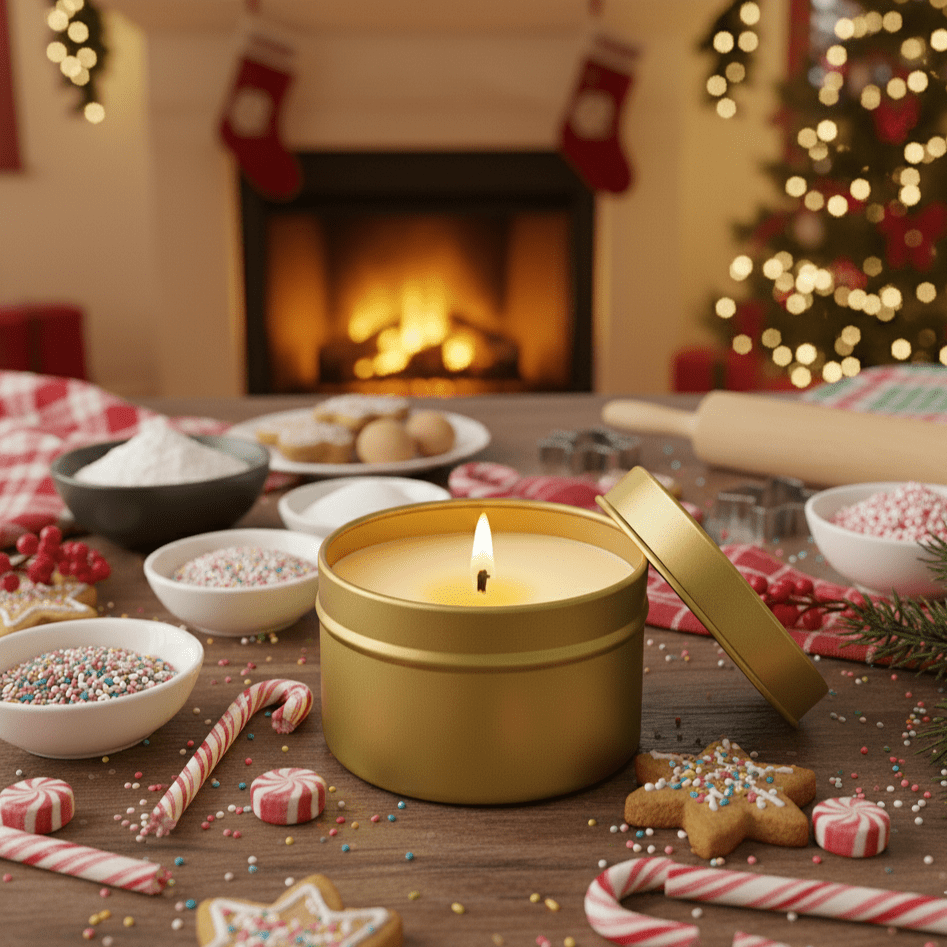 Peppermint and Vanilla Gold Tin Candle - Abboo Candle Co® Wholesale