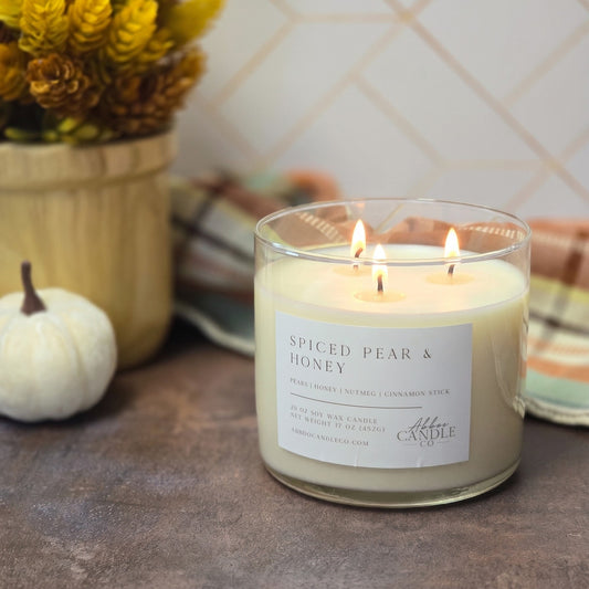 Spiced Pear and Honey 3-Wick Soy Candle - Abboo Candle Co® Wholesale