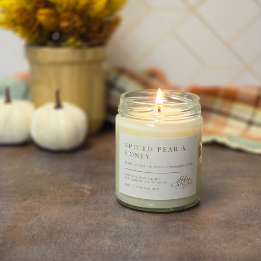 Spiced Pear and Honey 9 oz Soy Candle with Twist Lid - Abboo Candle Co® Wholesale