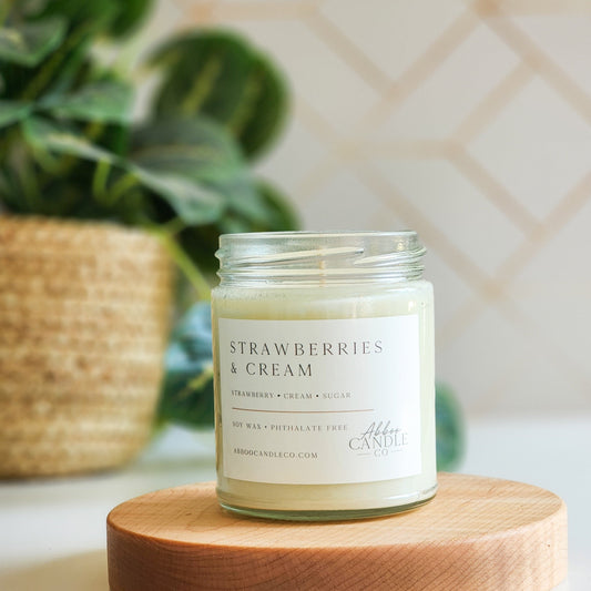 Strawberries and Cream 9 oz Soy Candle with Twist Lid - Abboo Candle Co® Wholesale