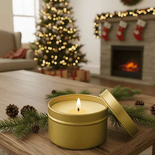 White Birch and Pine Gold Tin Candle - Abboo Candle Co® Wholesale