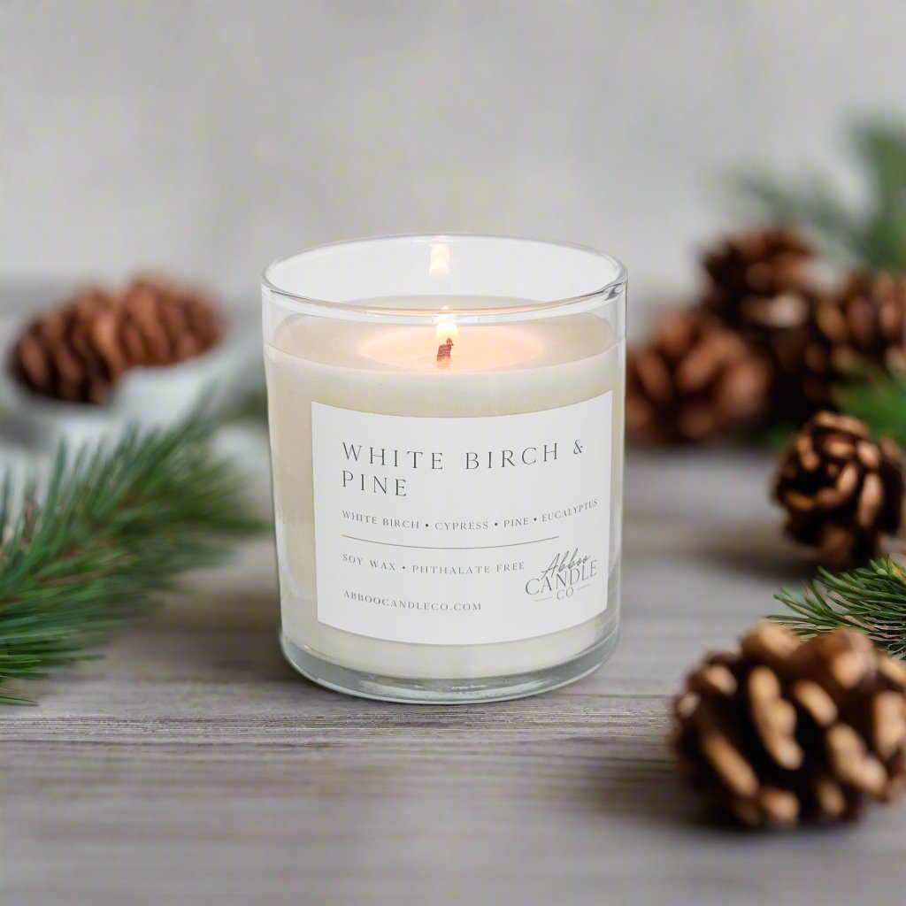 White Birch and Pine Tumbler Soy Candle - Abboo Candle Co® Wholesale