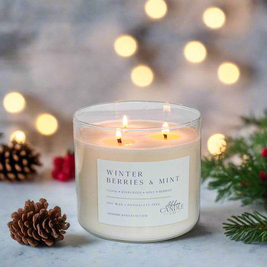 Winter Berries and Mint 3 - Wick Soy Candle - Abboo Candle Co® Wholesale