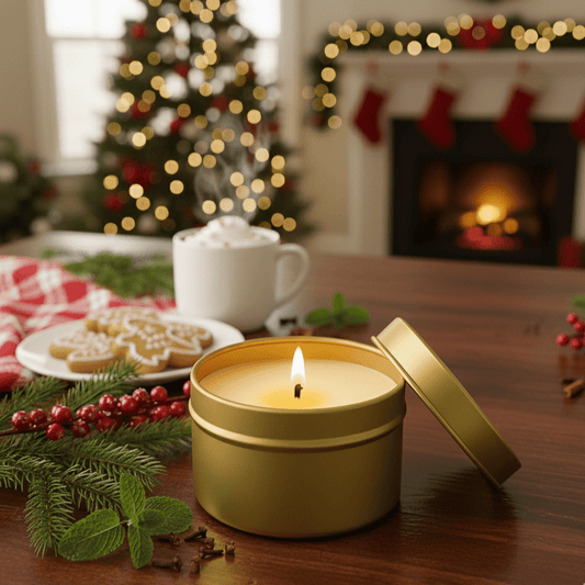 Winter Berries and Mint Gold Tin Candle - Abboo Candle Co® Wholesale