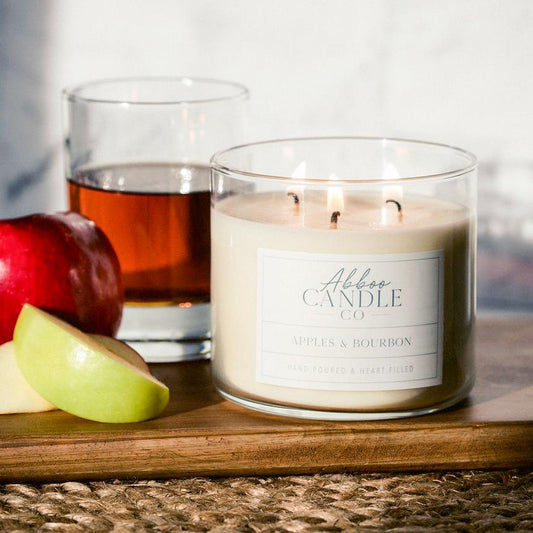 Apples and Bourbon 3-Wick Soy Candle - Abboo Candle Co® Wholesale