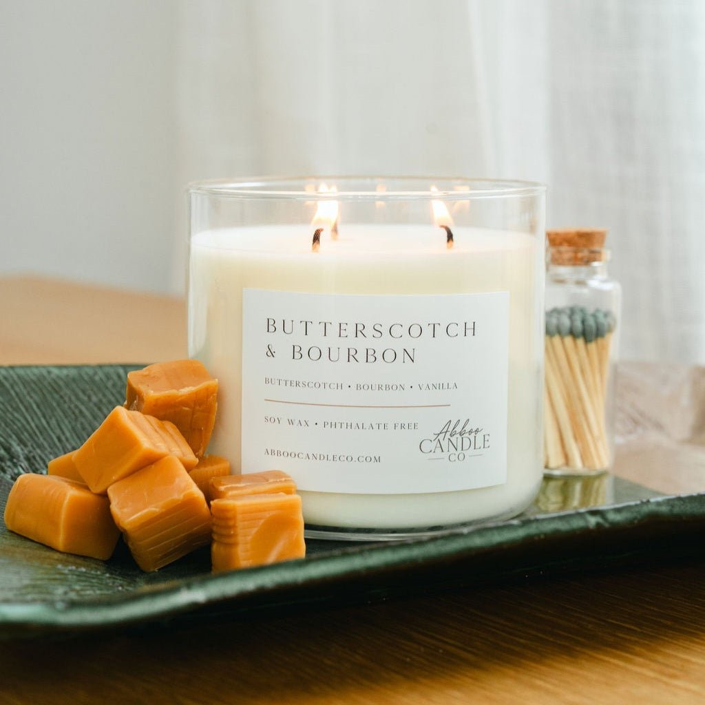 Butterscotch and Bourbon 3-Wick Soy Candle - Abboo Candle Co® Wholesale