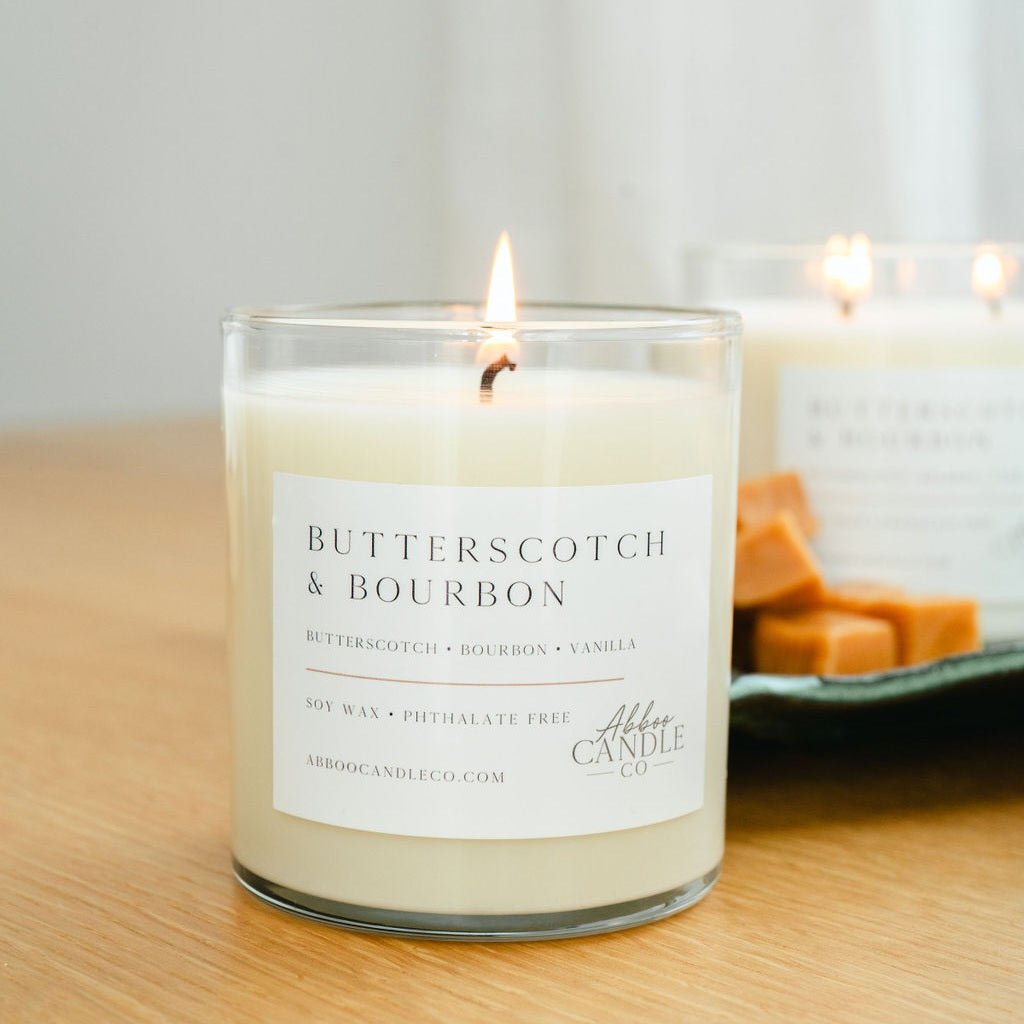 Butterscotch and Bourbon Tumbler Soy Candle - Abboo Candle Co® Wholesale