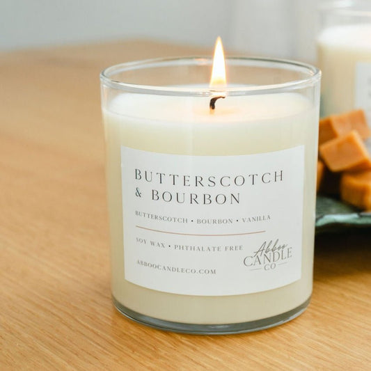 Butterscotch and Bourbon Tumbler Soy Candle - Abboo Candle Co® Wholesale