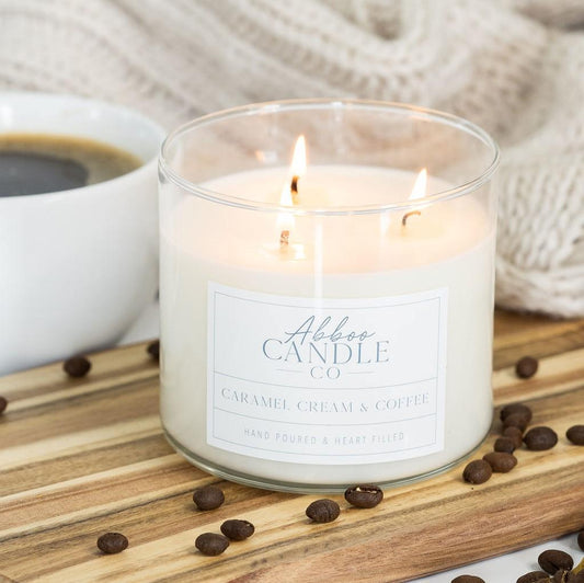 Caramel Cream and Coffee 3-Wick Soy Candles - Case Pack of 3 - Abboo Candle Co® Wholesale