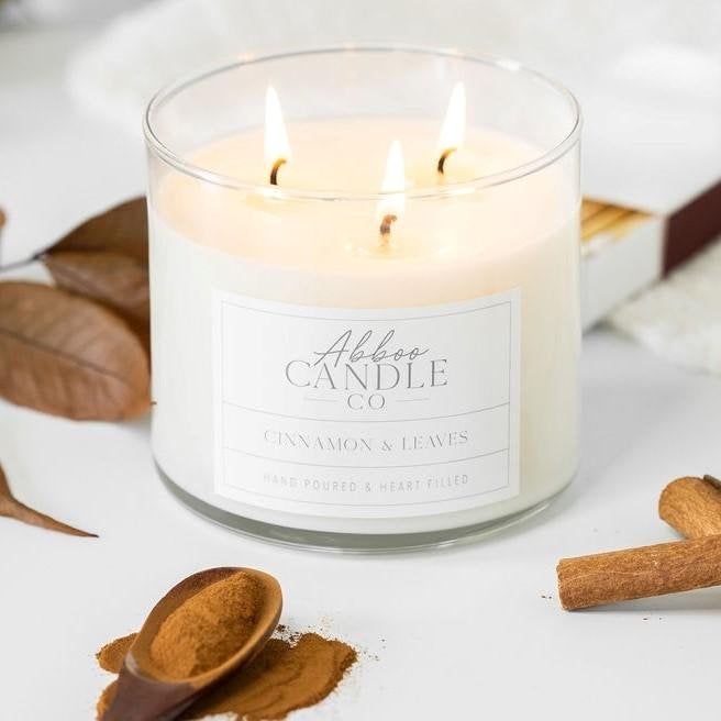 Cinnamon and Leaves 3-Wick Soy Candle - Abboo Candle Co® Wholesale