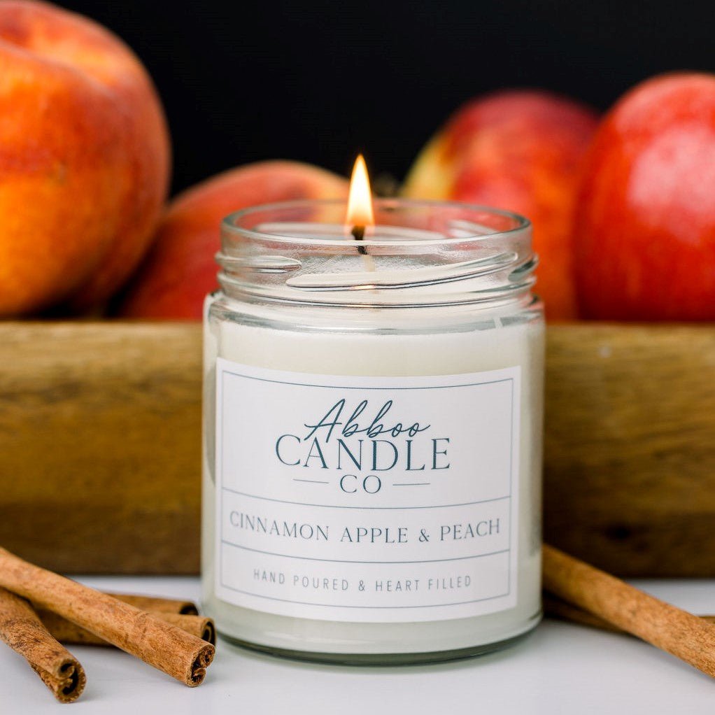 Cinnamon Apple and Peach Single Wick Soy Candle - Abboo Candle Co® Wholesale