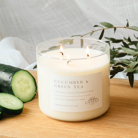 Cucumber and Green Tea 3-Wick Soy Candle - Abboo Candle Co® Wholesale