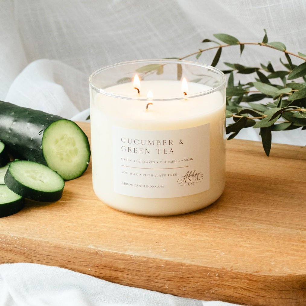 Cucumber and Green Tea 3-Wick Soy Candle - Abboo Candle Co® Wholesale