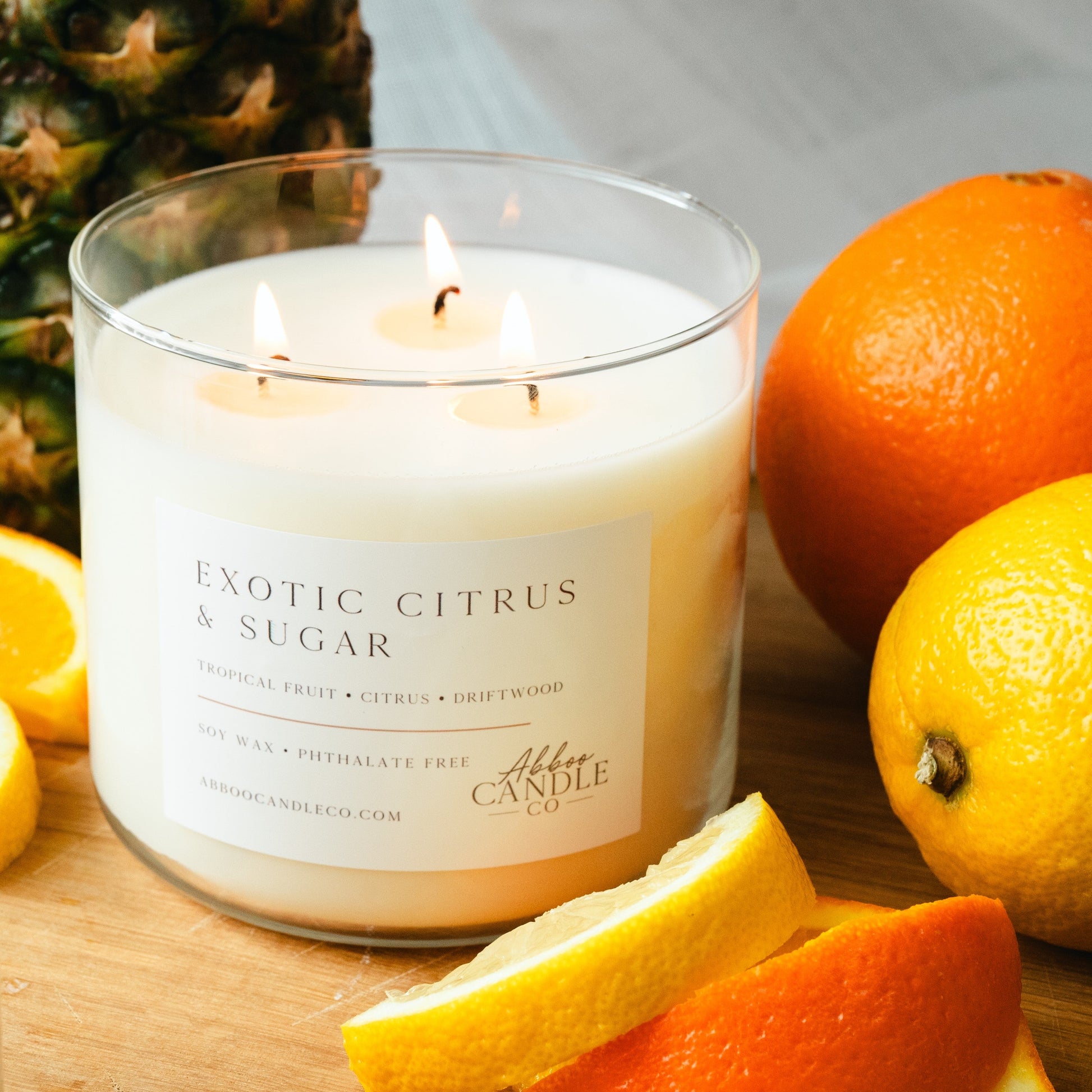 Exotic Citrus and Sugar 3-Wick Soy Candle - Abboo Candle Co® Wholesale