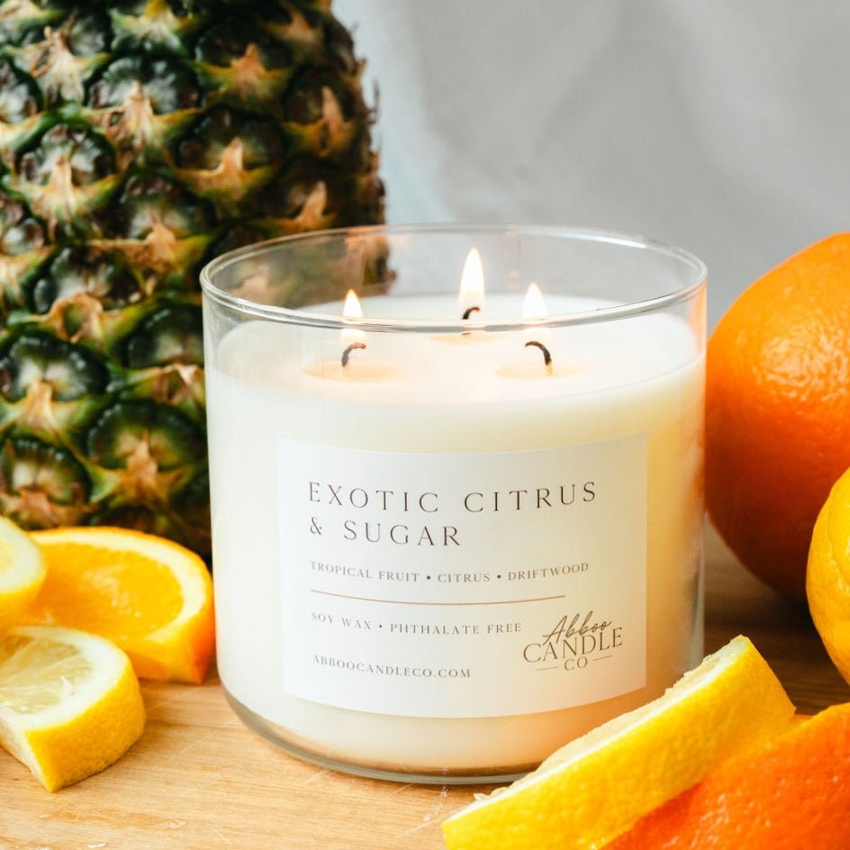 Exotic Citrus and Sugar 3-Wick Soy Candle - Abboo Candle Co® Wholesale