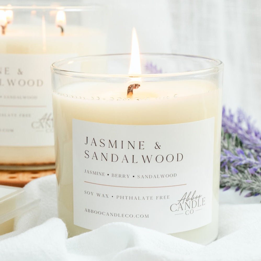 Jasmine and Sandalwood Tumbler Soy Candle - Abboo Candle Co® Wholesale