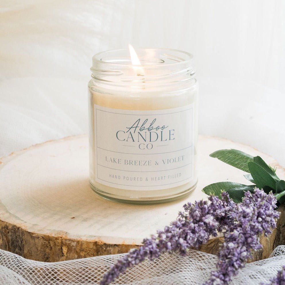 Lake Breeze and Violet Single Wick Soy Candle - Seasonal Summer Collection - Abboo Candle Co® Wholesale