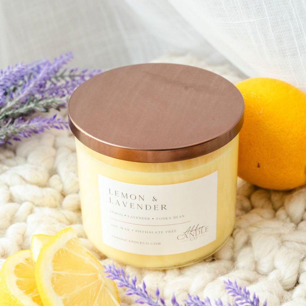 Lemon and Lavender 3-Wick Soy Candle - Abboo Candle Co® Wholesale