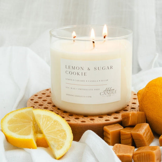 Lemon and Sugar Cookie 3-Wick Soy Candle - Abboo Candle Co® Wholesale