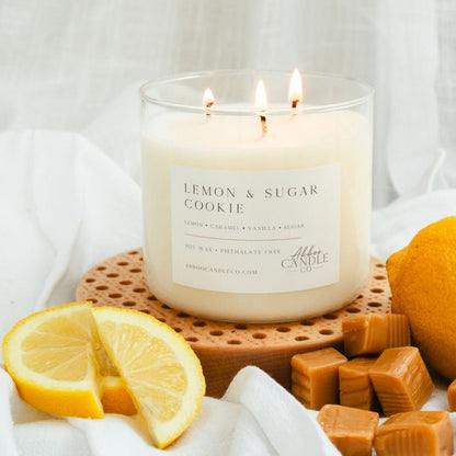 Lemon and Sugar Cookie 3-Wick Soy Candle - Abboo Candle Co® Wholesale