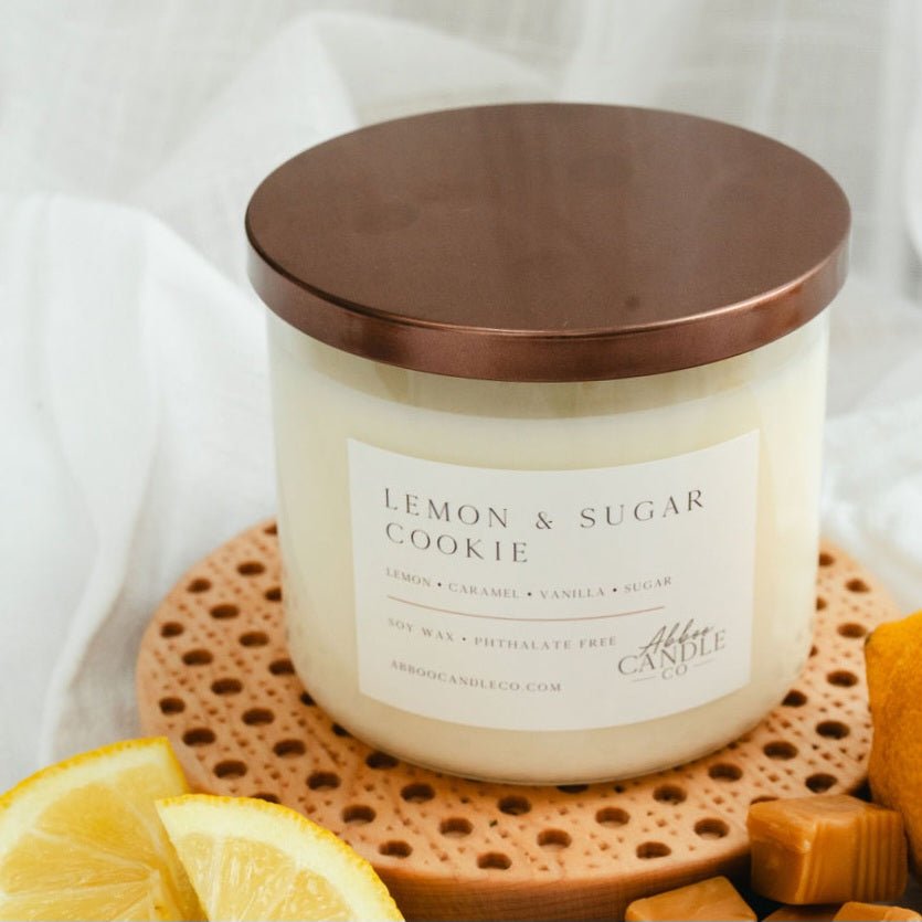 Lemon and Sugar Cookie 3-Wick Soy Candle - Abboo Candle Co® Wholesale