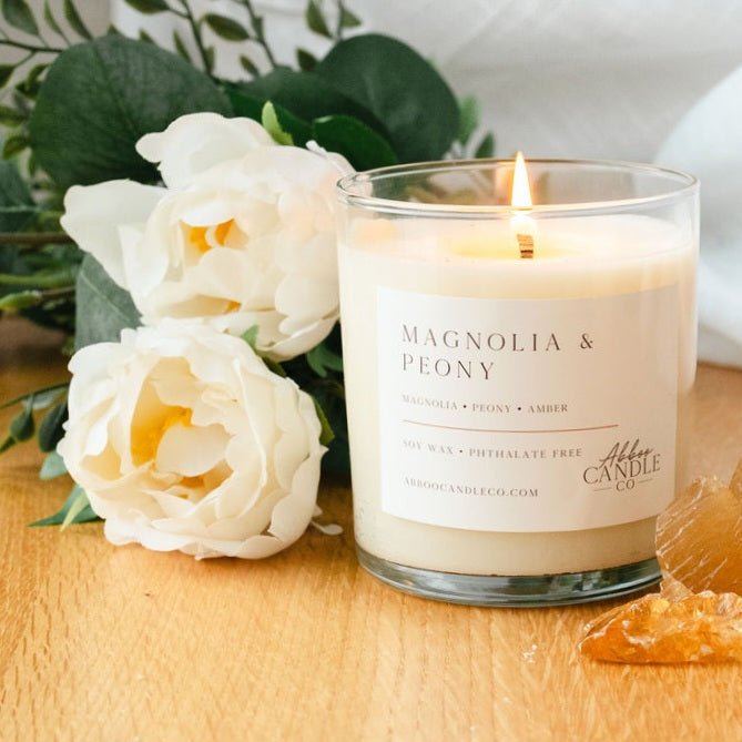 Magnolia and Peony Tumbler Soy Candle - Abboo Candle Co® Wholesale
