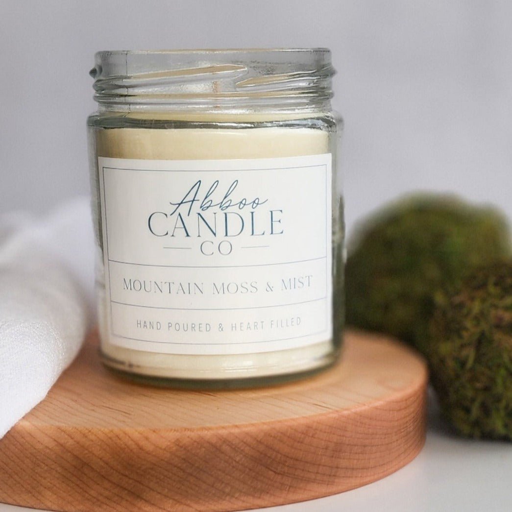 Mountain Moss and Mist Single Wick Soy Candle - Seasonal Spring Collection - Abboo Candle Co® Wholesale