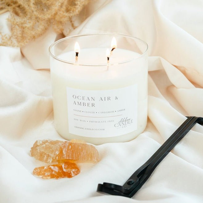 Ocean Air and Amber 3-Wick Soy Candle - Abboo Candle Co® Wholesale