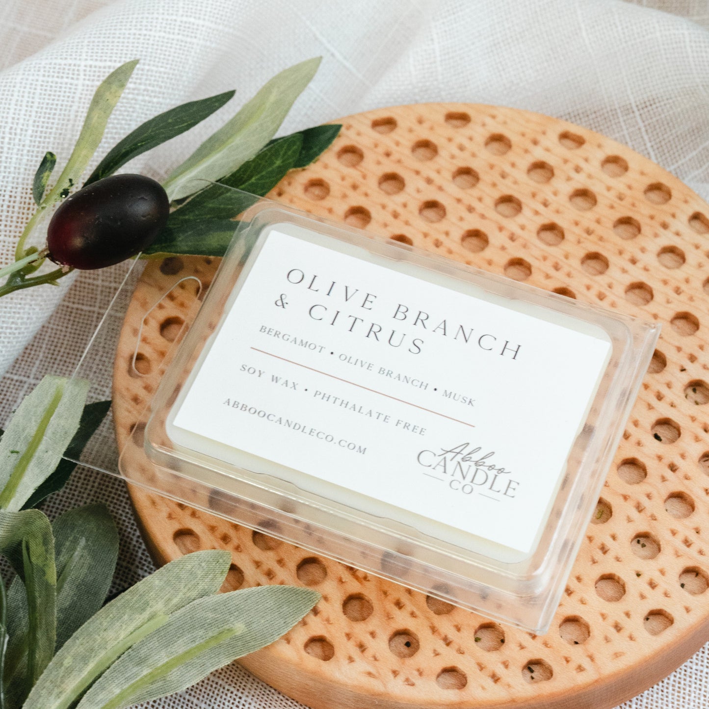 Olive Branch and Citrus Soy Wax Melts - Abboo Candle Co® Wholesale