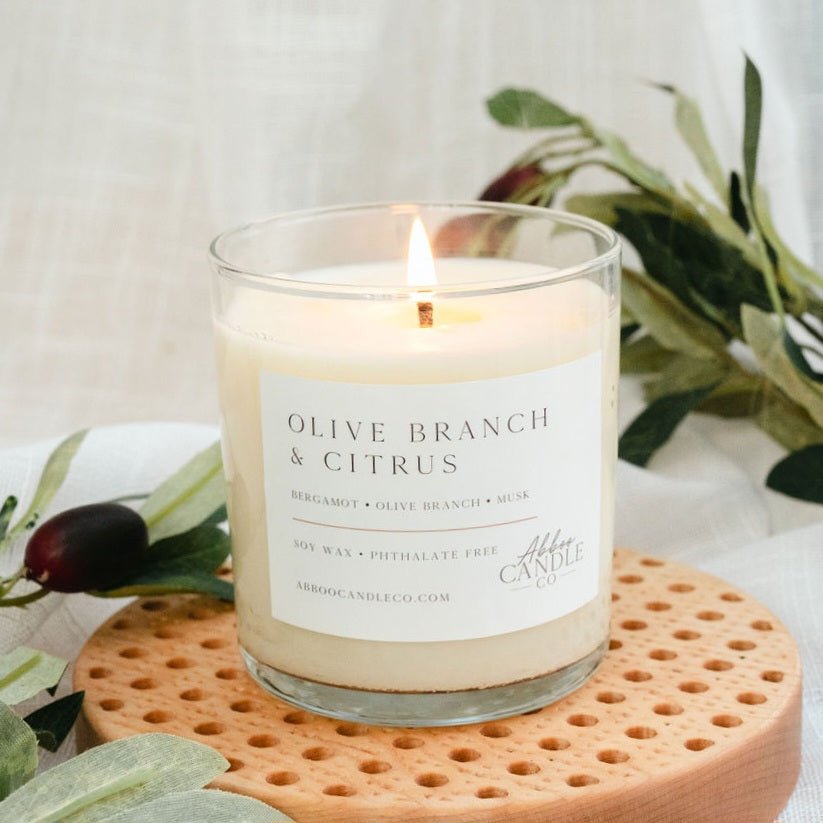 Olive Branch and Citrus Tumbler Soy Candle - Abboo Candle Co® Wholesale