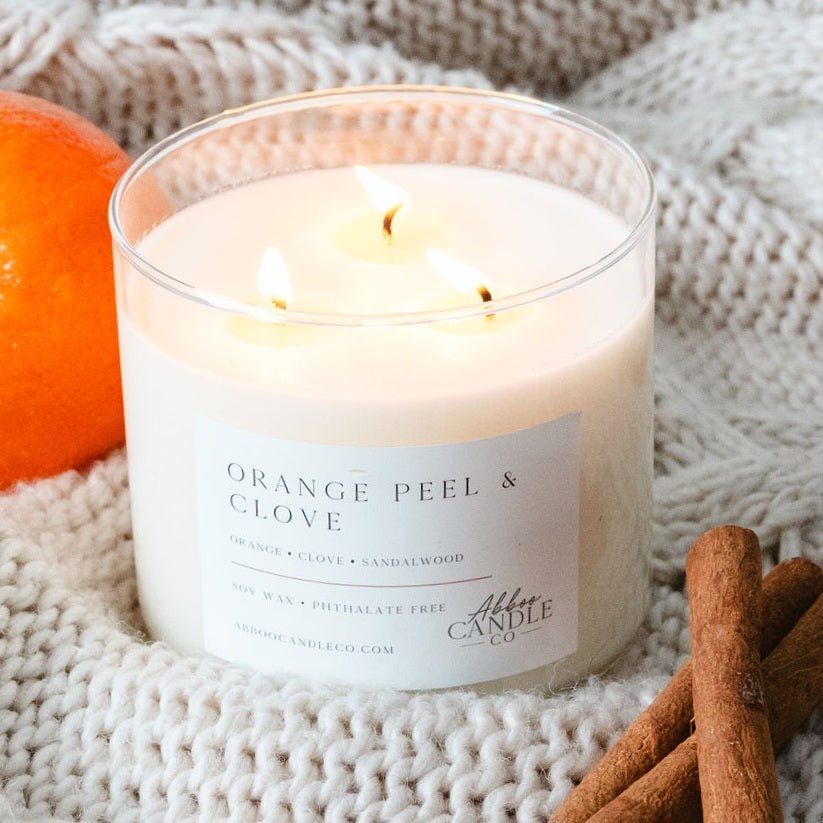 Orange Peel and Clove 3-Wick Soy Candle - Abboo Candle Co® Wholesale