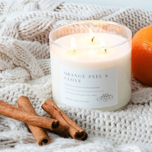 Orange Peel and Clove 3-Wick Soy Candle - Abboo Candle Co® Wholesale